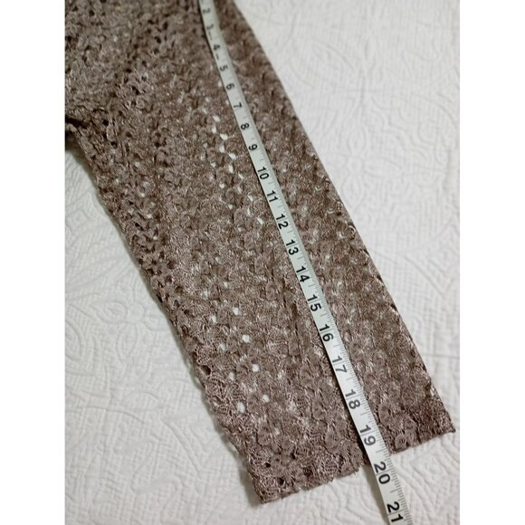 Brittany Black Woman Crochet Style Open Front Cardigan Metallic Pink Color Sz XL - Picture 8 of 8